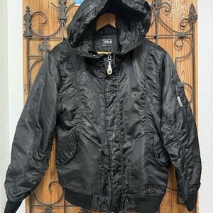 Vintage Southpole Bomber Jacket Mens Large Black Satin Quilted Lined Padded Zip